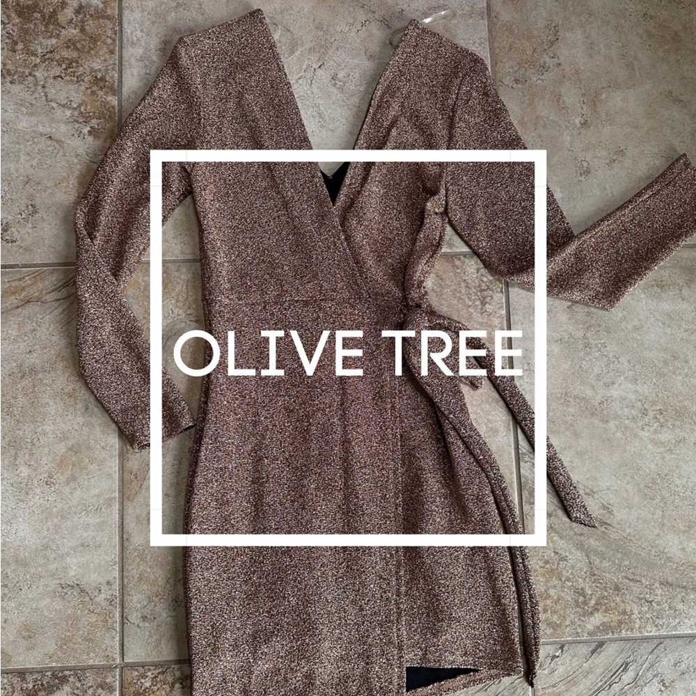 Olive Tree Long Sleeved Asymmetrical Long Sleeved Dress